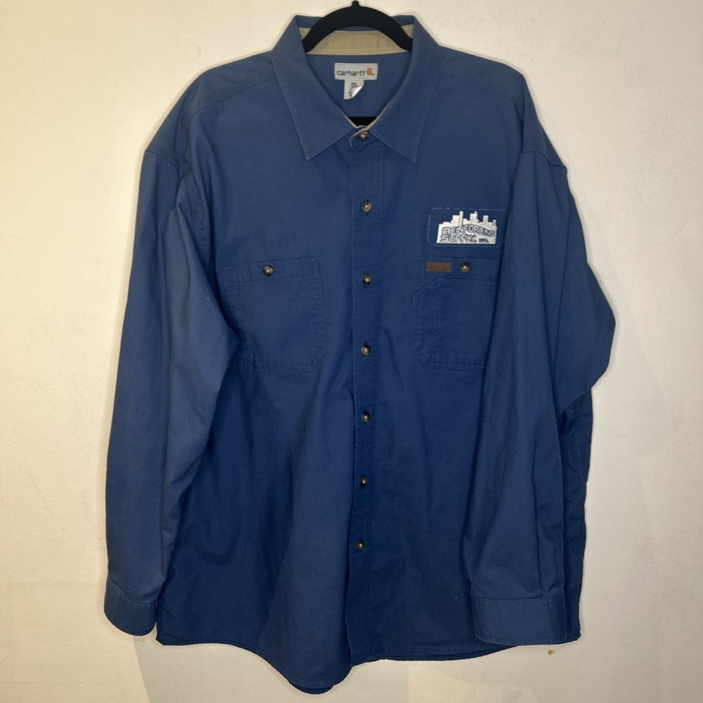 Carhartt Mens Shirt 2XL " reinforced Supply LLC 2 Patch Pockets Long Sleeve